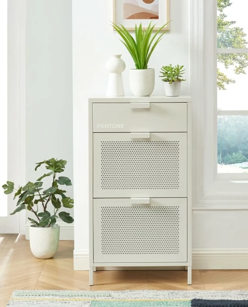 Pantone Meubles D'entrée Et à Chaussures Meuble à Chaussures Métal Beige Sable 3 Portes 4 Pantone Meubles D'entrée Et à Chaussures Meuble à Chaussures Métal Beige Sable 3 Portes – Image 2