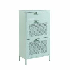 Pantone Meubles D'entrée Et à Chaussures Meuble à Chaussures Métal Vert Menthe 3 Portes -Meubles d'appoint Soldes meuble a chaussures metal vert menthe 3 portes 2