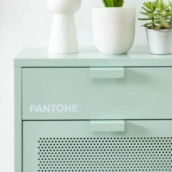 Pantone Meubles D'entrée Et à Chaussures Meuble à Chaussures Métal Vert Menthe 3 Portes -Meubles d'appoint Soldes meuble a chaussures metal vert menthe 3 portes 3