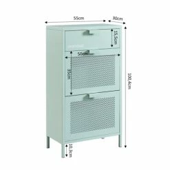 Pantone Meubles D'entrée Et à Chaussures Meuble à Chaussures Métal Vert Menthe 3 Portes -Meubles d'appoint Soldes meuble a chaussures metal vert menthe 3 portes 5