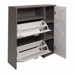 Dmora Meubles D'entrée Et à Chaussures Meuble à Chaussures Moderne à 3 Portes Effet Bois Anthracite 7 Dmora Meubles D'entrée Et à Chaussures Meuble à Chaussures Moderne à 3 Portes Effet Bois Anthracite -Meubles d'appoint Soldes meuble a chaussures moderne a 3 portes effet bois anthracite 2