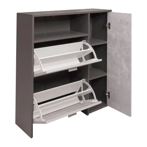 Dmora Meubles D'entrée Et à Chaussures Meuble à Chaussures Moderne à 3 Portes Effet Bois Anthracite 5 Dmora Meubles D'entrée Et à Chaussures Meuble à Chaussures Moderne à 3 Portes Effet Bois Anthracite – Image 3