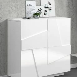 Produits populaires -Meubles d'appoint Soldes meuble a chaussures moderne effet bois blanc 1