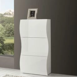 Produits populaires -Meubles d'appoint Soldes meuble a chaussures moderne effet bois blanc brillant 16