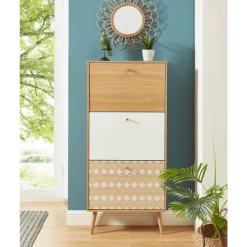 Baita Meubles D'entrée Et à Chaussures Meuble A Chaussures Motifs Et Effet Chêne 3 Portes 60cm -Meubles d'appoint Soldes meuble a chaussures motifs et effet chene 3 portes 60cm 1