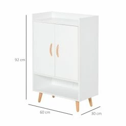 Homcom Meubles D'entrée Et à Chaussures Meuble à Chaussures Scandinave Placard 2 Portes 4 étagères Blanc -Meubles d'appoint Soldes meuble a chaussures scandinave placard 2 portes 4 etageres blanc 2