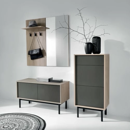 Its Meubles D'entrée Et à Chaussures Meuble Chaussures 2 Portes 1 Tiroir Naturel Et Gris Anthracite Mat 4 Its Meubles D'entrée Et à Chaussures Meuble Chaussures 2 Portes 1 Tiroir Naturel Et Gris Anthracite Mat – Image 2