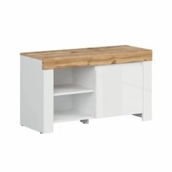 Brw Meubles D'entrée Et à Chaussures Meuble Chaussures Bas Blanc Et Naturel 6 Brw Meubles D'entrée Et à Chaussures Meuble Chaussures Bas Blanc Et Naturel -Meubles d'appoint Soldes meuble chaussures bas blanc et naturel 1