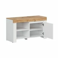 Brw Meubles D'entrée Et à Chaussures Meuble Chaussures Bas Blanc Et Naturel 7 Brw Meubles D'entrée Et à Chaussures Meuble Chaussures Bas Blanc Et Naturel -Meubles d'appoint Soldes meuble chaussures bas blanc et naturel 2