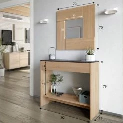 HOMN Meubles D'entrée Et à Chaussures Meuble D'entrée 1 Tiroir Et Miroir, Chêne Et Rouille, 92 Cm Largeur 11 HOMN Meubles D'entrée Et à Chaussures Meuble D'entrée 1 Tiroir Et Miroir, Chêne Et Rouille, 92 Cm Largeur -Meubles d'appoint Soldes meuble d entree 1 tiroir et miroir chene et rouille 92 cm largeur 4