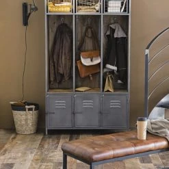 Maisons Du Monde Meubles D'entrée Et à Chaussures Meuble D'entrée 3 Portes Métal Gris Et Manguier Massif -Meubles d'appoint Soldes meuble d entree 3 portes metal gris et manguier massif 1000 13 4 165644 9