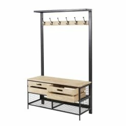 Maisons Du Monde Meubles D'entrée Et à Chaussures Meuble D'entrée 6 Patères 2 Tiroirs En Métal Et Manguier -Meubles d'appoint Soldes meuble d entree 6 pateres 2 tiroirs en metal et manguier 1000 13 39 199627 2