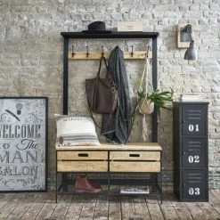 Produits populaires -Meubles d'appoint Soldes meuble d entree 6 pateres 2 tiroirs en metal et manguier 1000 13 39 199627 4