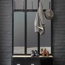 Maisons Du Monde Meubles D'entrée Et à Chaussures Meuble D'entrée Avec Miroir En Métal Noir -Meubles d'appoint Soldes meuble d entree avec miroir en metal noir 1000 15 6 146827 8
