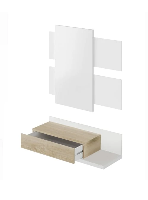 Dmora Meubles D'entrée Et à Chaussures Meuble D'entrée Effet Bois Blanc Et Noyer 3 Dmora Meubles D'entrée Et à Chaussures Meuble D'entrée Effet Bois Blanc Et Noyer