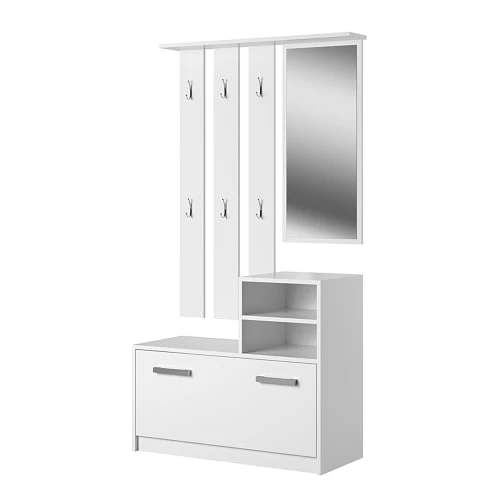 Selsey Meubles D'entrée Et à Chaussures Meuble D’entrée Multifonctionnel 85 Cm 1 Miroir Blanc 3 Selsey Meubles D'entrée Et à Chaussures Meuble D’entrée Multifonctionnel 85 Cm 1 Miroir Blanc