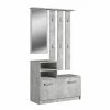Selsey Meubles D'entrée Et à Chaussures Meuble D’entrée Multifonctionnel 85 Cm 1 Miroir Effet Béton -Meubles d'appoint Soldes meuble d entree multifonctionnel 85 cm 1 miroir effet beton
