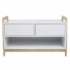 Altobuy Meubles D'entrée Et à Chaussures Meuble De Rangement Naturel Et Blanc -Meubles d'appoint Soldes meuble de rangement naturel et blanc 2