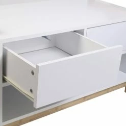 Altobuy Meubles D'entrée Et à Chaussures Meuble De Rangement Naturel Et Blanc -Meubles d'appoint Soldes meuble de rangement naturel et blanc 4