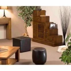 MACABANE Meubles D'entrée Et à Chaussures Meuble Escalier En Mindi 105x102cm -Meubles d'appoint Soldes meuble escalier en mindi 105x102cm 3