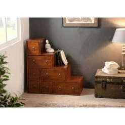 MACABANE Meubles D'entrée Et à Chaussures Meuble Escalier En Mindi 76x76cm -Meubles d'appoint Soldes meuble escalier en mindi 76x76cm 1