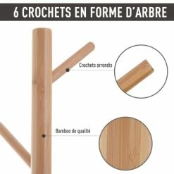 Homcom Meubles D'entrée Et à Chaussures Meuble Rangement Porte-manteaux 2 En 1 Blanc Bois Bambou -Meubles d'appoint Soldes meuble rangement porte manteaux 2 en 1 blanc bois bambou 3