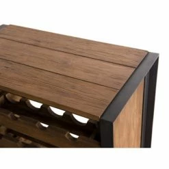 MACABANE Meubles D'entrée Et à Chaussures Meuble Rangement Vin 5 Niveaux En Teck Recyclé Et Métal Noir -Meubles d'appoint Soldes meuble rangement vin 5 niveaux en teck recycle et metal noir 4