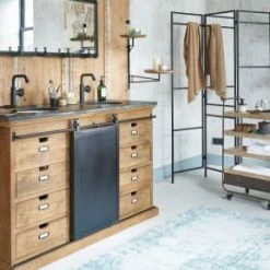 Maisons Du Monde Portemanteaux Et Patères Miroir Indus 5 Patères En Métal Noir 135x51 -Meubles d'appoint Soldes miroir indus 5 pateres en metal noir 135x51 1000 14 23 189156 7