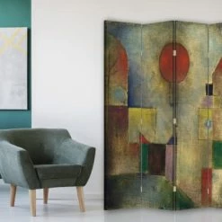 Legendarte Paravents Paravent Cloison Ballon Rouge - Paul Klee 145x180cm (4 Volets) -Meubles d'appoint Soldes paravent cloison ballon rouge paul klee 145x180cm 4 volets 1