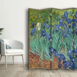 Legendarte Paravents Paravent - Cloison Iris - Vincent Van Gogh Cm 180x170 (5 Volets) -Meubles d'appoint Soldes paravent cloison iris vincent van gogh cm 180x170 5 volets 2