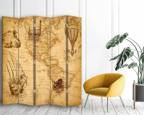 Legendarte Paravents Paravent - Cloison Voyages Américains Cm 180x170 (5 Volets) 5 Legendarte Paravents Paravent - Cloison Voyages Américains Cm 180x170 (5 Volets) – Image 3