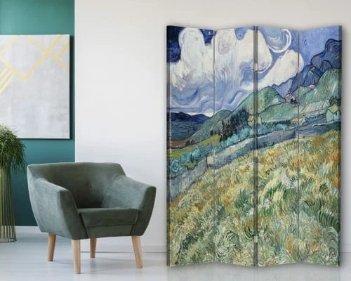 Legendarte Paravents Paravent - Cloison Vue De Saint-Rémy - Van Gogh Cm 145x170 (4 Volets) 5 Legendarte Paravents Paravent - Cloison Vue De Saint-Rémy - Van Gogh Cm 145x170 (4 Volets) – Image 3