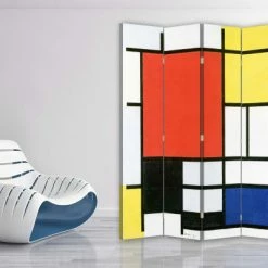 Legendarte Paravents Paravent Composition Avec Large Plan Rouge, Mondrian Cm 180x170 (5x) -Meubles d'appoint Soldes paravent composition avec large plan rouge mondrian cm 180x170 5x 2