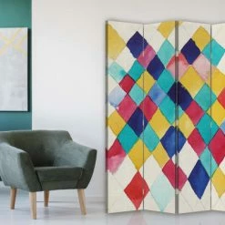 Legendarte Paravents Paravent Farbstudie Mit Rauten - Wassily Kandinsky 145x180cm -Meubles d'appoint Soldes paravent farbstudie mit rauten wassily kandinsky 145x180cm 2