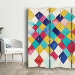 Legendarte Paravents Paravent Farbstudie Mit Rauten - Wassily Kandinsky Cm 180x170 (5x) -Meubles d'appoint Soldes paravent farbstudie mit rauten wassily kandinsky cm 180x170 5x 1