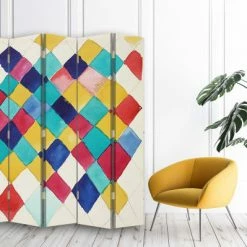 Legendarte Paravents Paravent Farbstudie Mit Rauten - Wassily Kandinsky Cm 180x170 (5x) -Meubles d'appoint Soldes paravent farbstudie mit rauten wassily kandinsky cm 180x170 5x 2