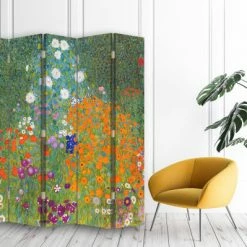 Produits populaires -Meubles d'appoint Soldes paravent jardin de fleurs gustav klimt 145x180cm 4 volets 1
