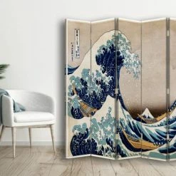 Legendarte Paravents Paravent La Grande Vague De Kanagawa - K. Hokusai Cm 180x170 (5x) -Meubles d'appoint Soldes paravent la grande vague de kanagawa k hokusai cm 180x170 5x 2