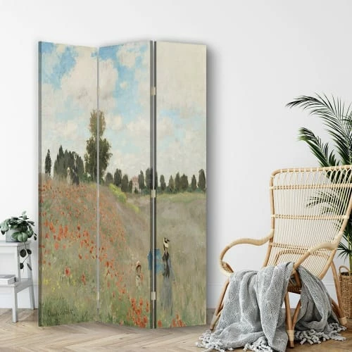 Legendarte Paravents Paravent Le Champ Des Coquelicots - Claude Monet 110x150cm (3 Volets) 4 Legendarte Paravents Paravent Le Champ Des Coquelicots - Claude Monet 110x150cm (3 Volets) – Image 2