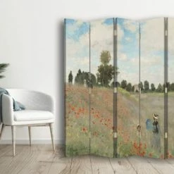 Legendarte Paravents Paravent Le Champ Des Coquelicots - Claude Monet Cm 180x170 (5 Volets) -Meubles d'appoint Soldes paravent le champ des coquelicots claude monet cm 180x170 5 volets 2