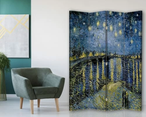 Legendarte Paravents Paravent Nuit Étoilée Sur Le Rhone - Van Gogh Cm 145x170 (4 Volets) 4 Legendarte Paravents Paravent Nuit Étoilée Sur Le Rhone - Van Gogh Cm 145x170 (4 Volets) – Image 2