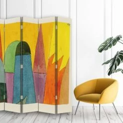 Legendarte Paravents Paravent With The Mauve Triangle - Paul Klee Cm 180x170 (5 Volets) -Meubles d'appoint Soldes paravent with the mauve triangle paul klee cm 180x170 5 volets 2