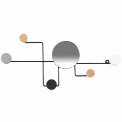 Maisons Du Monde Portemanteaux Et Patères Patère 5 Crochets En Métal Noir Avec Miroir Rond