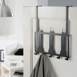 Compactor Portemanteaux Et Patères Patère De Porte 5 Crochets En Métal Noir -Meubles d'appoint Soldes patere de porte 5 crochets en metal noir 4