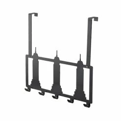 Compactor Portemanteaux Et Patères Patère De Porte 5 Crochets En Métal Noir -Meubles d'appoint Soldes patere de porte 5 crochets en metal noir 5