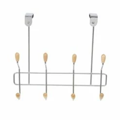 Compactor Portemanteaux Et Patères Patère De Porte 8 Crochets En Bois -Meubles d'appoint Soldes patere de porte 8 crochets en bois 1