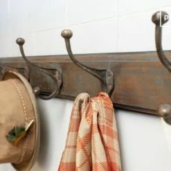 PIB Portemanteaux Et Patères Patère Murale Patinée En Bois Marron -Meubles d'appoint Soldes patere murale patinee en bois marron 2