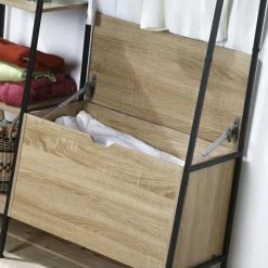 Casâme Meubles D'entrée Et à Chaussures Penderie 4 Crochets 5 Étagères Avec Coffre à Chaussures - Marron -Meubles d'appoint Soldes penderie 4 crochets 5 etageres avec coffre a chaussures marron 3