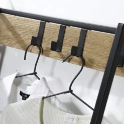 Casâme Meubles D'entrée Et à Chaussures Penderie 4 Crochets 5 Étagères Avec Coffre à Chaussures - Marron -Meubles d'appoint Soldes penderie 4 crochets 5 etageres avec coffre a chaussures marron 4