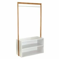 Casâme Meubles D'entrée Et à Chaussures Penderie D'entrée Avec Rangement - Blanche Et Marron -Meubles d'appoint Soldes penderie d entree avec rangement blanche et marron 3